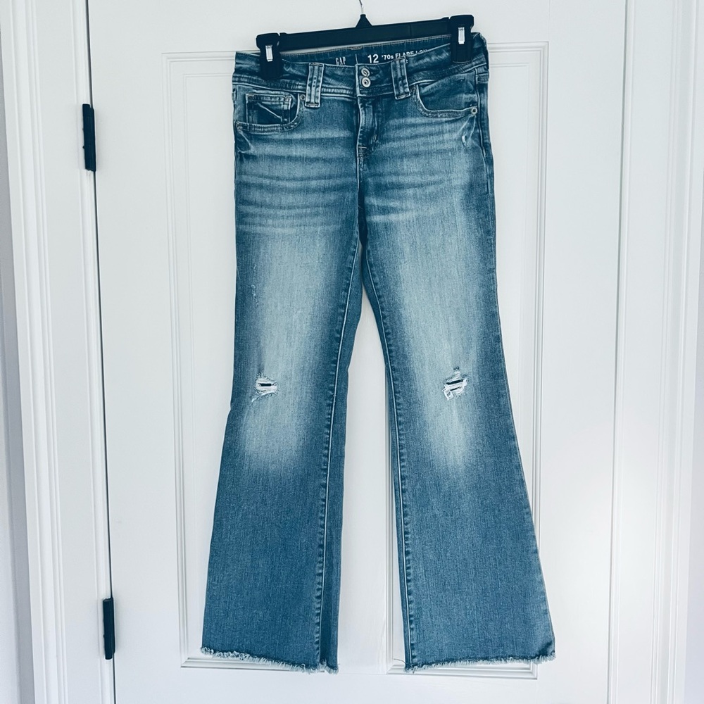 GAP Girls Blue Distressed Flare Jeans